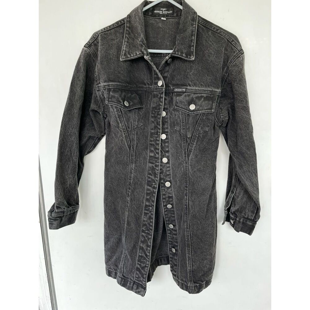 indie sleaze vintage black denim 80s jacket Guess by Georges Marciano Size large